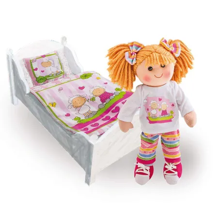 Heless Puppenbettdecke (45x35 cm) mit Kissen (17x17 cm)