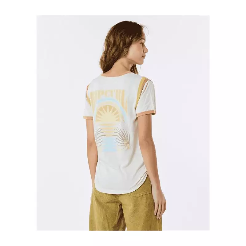 Teeshirt femme RIPCURL Ringer Surf Revival Tee Off White