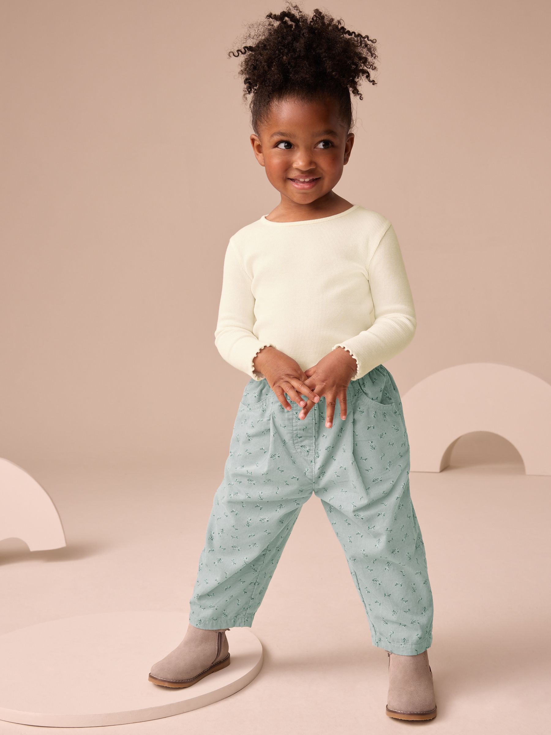 Blauw bloemenprint - Corduroy broek (3mnd-7jr)
