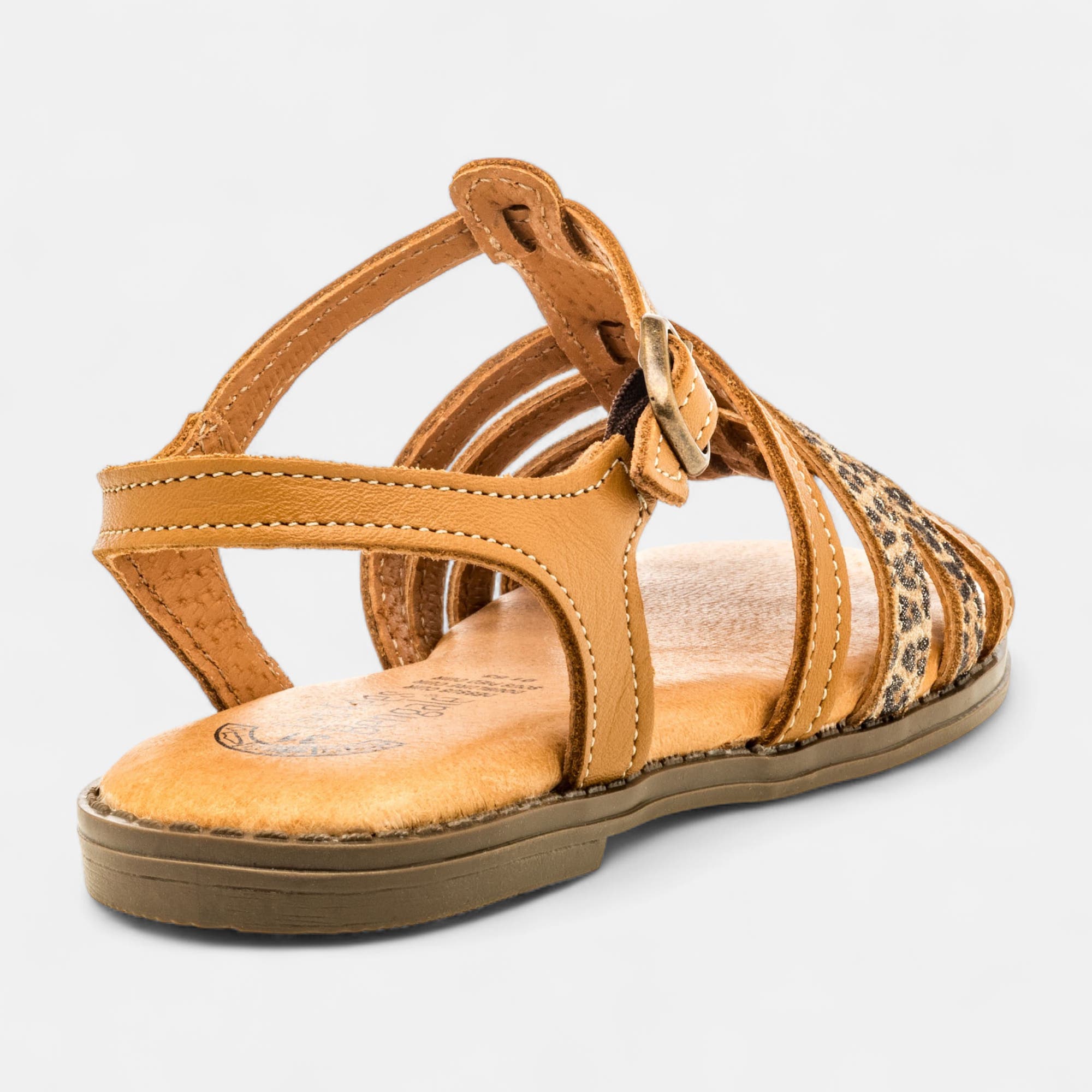 Nu-pieds Fille en cuir cognac
