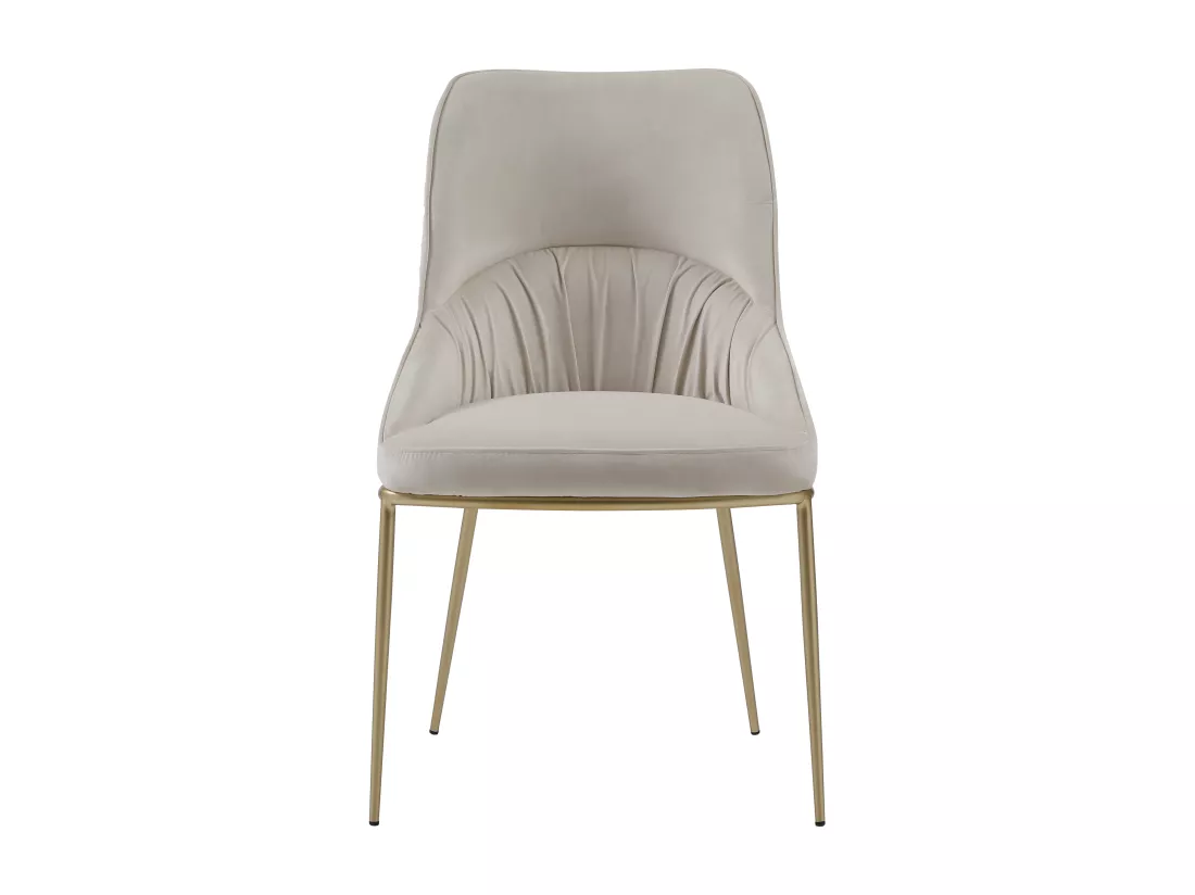 Lot de 2 chaises en velours et métal doré - Beige - DRINKA