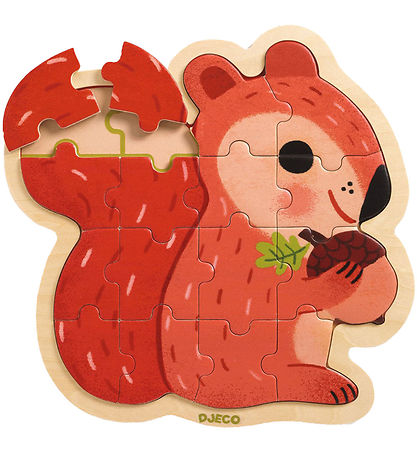 Djeco Puzzlespiel - 16 Teile - Holz - Eichhörnchen
