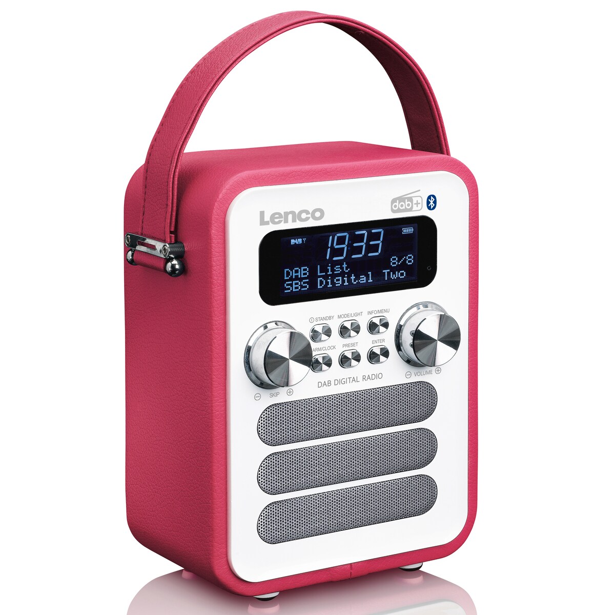 LENCO PDR-051PKWH Tragbares DAB+ FM-Radio mit BT, AUX, pink