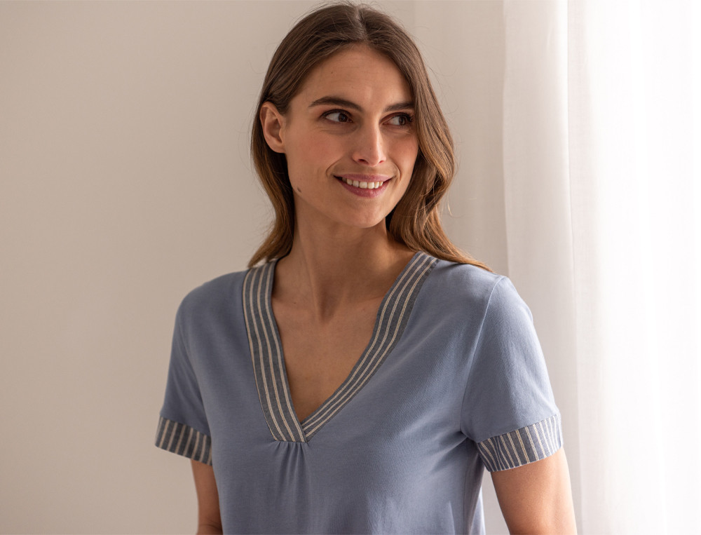 Pyjama court femme-Reflets bleus