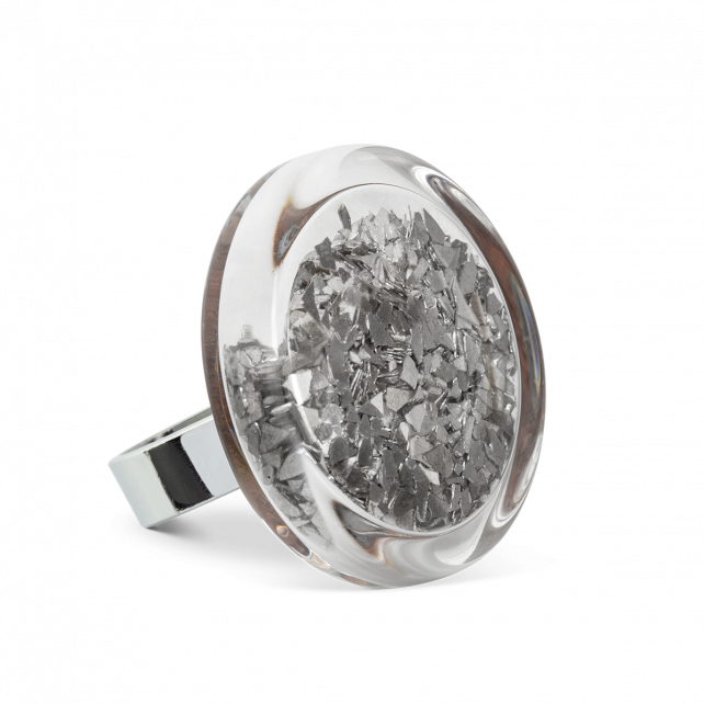 Bague en verre soufflé - Cachou Medium Paillettes