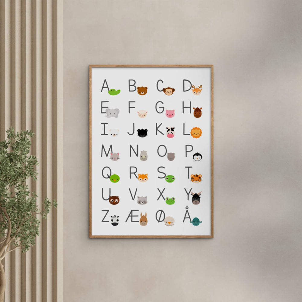 Køb Poster & Frame Citatplakat - Alfabet Plakat Med Dyr Til Børn