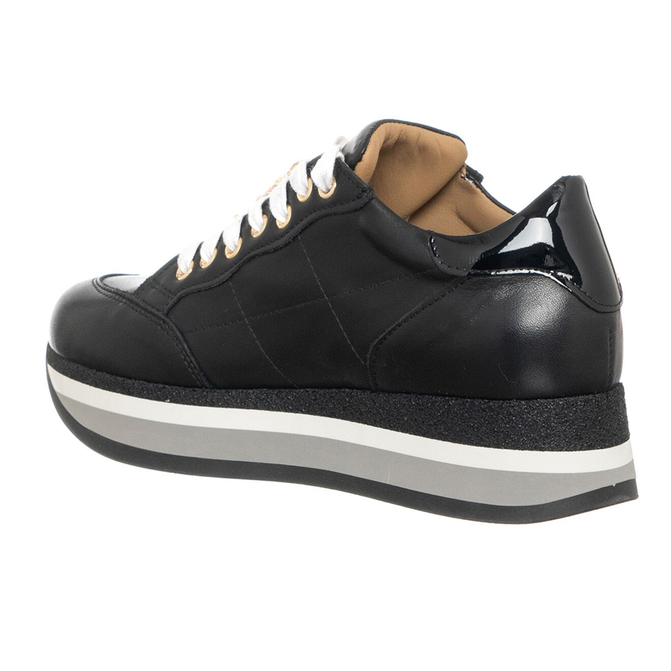 Loretta Pettinari Sneakers en Cuir Toppo noir/blanc