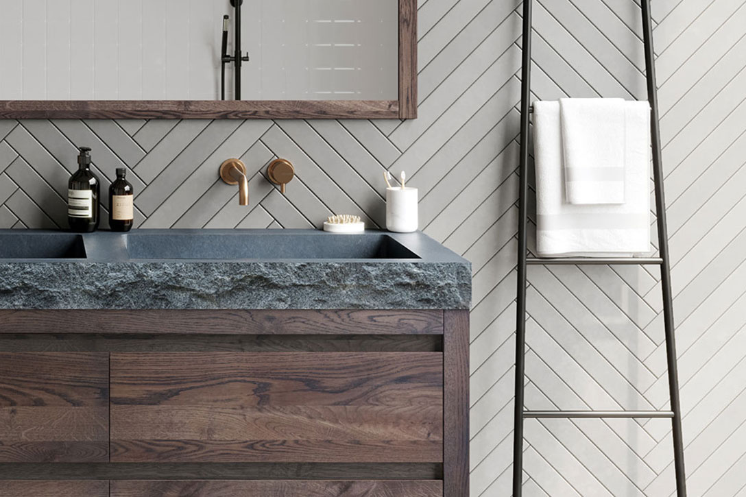 Forzalaqua Gela badmeubel 100cm charcoal met Palermo wastafel graniet gekapt met 2 kraangaten