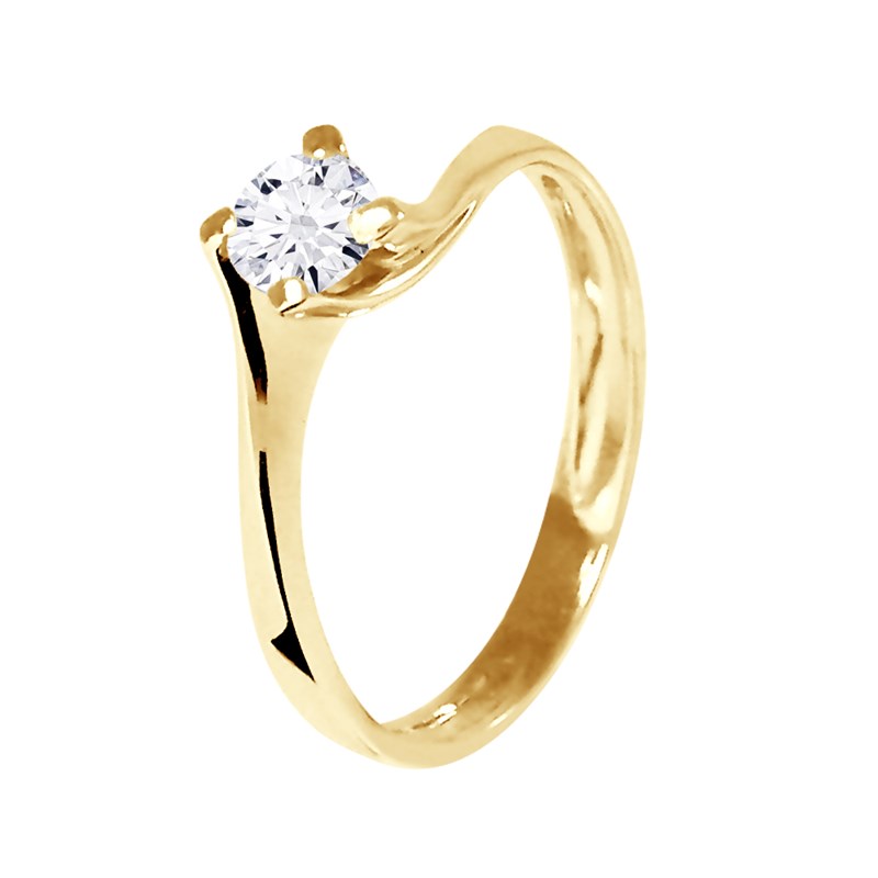 Solitaire Diamant 0,40 Cts 4 Griffes Or Jaune 18 Carats