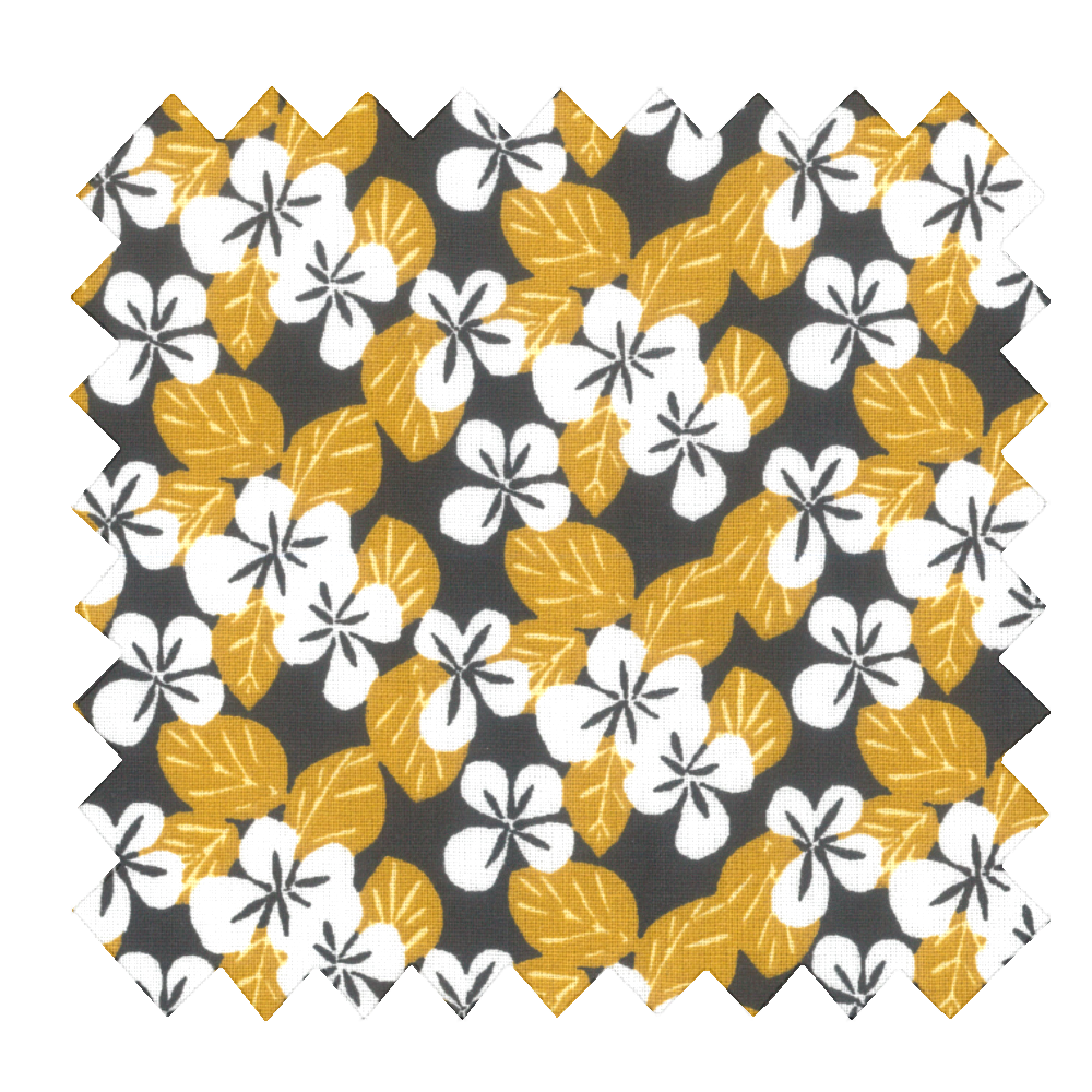 Tissu Coton Au Mètre Fleurs Moutarde Ex1055