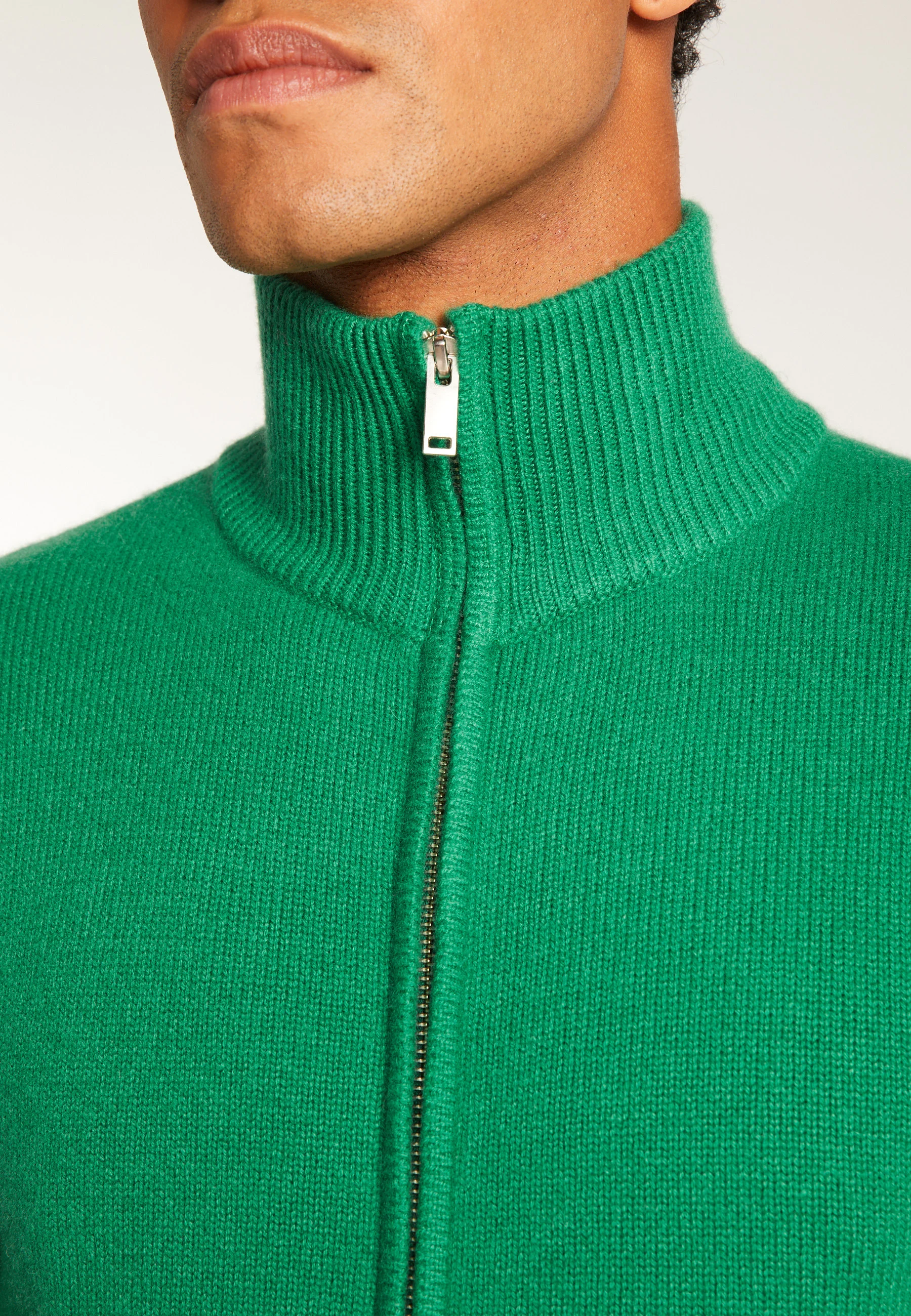 ELYSÉE DUO - Gilet zippé en cachemire 6 fils | Vert