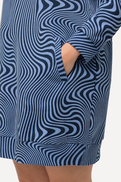 Loungewear-Kleid, Sterne, Stehkragen, Langarm