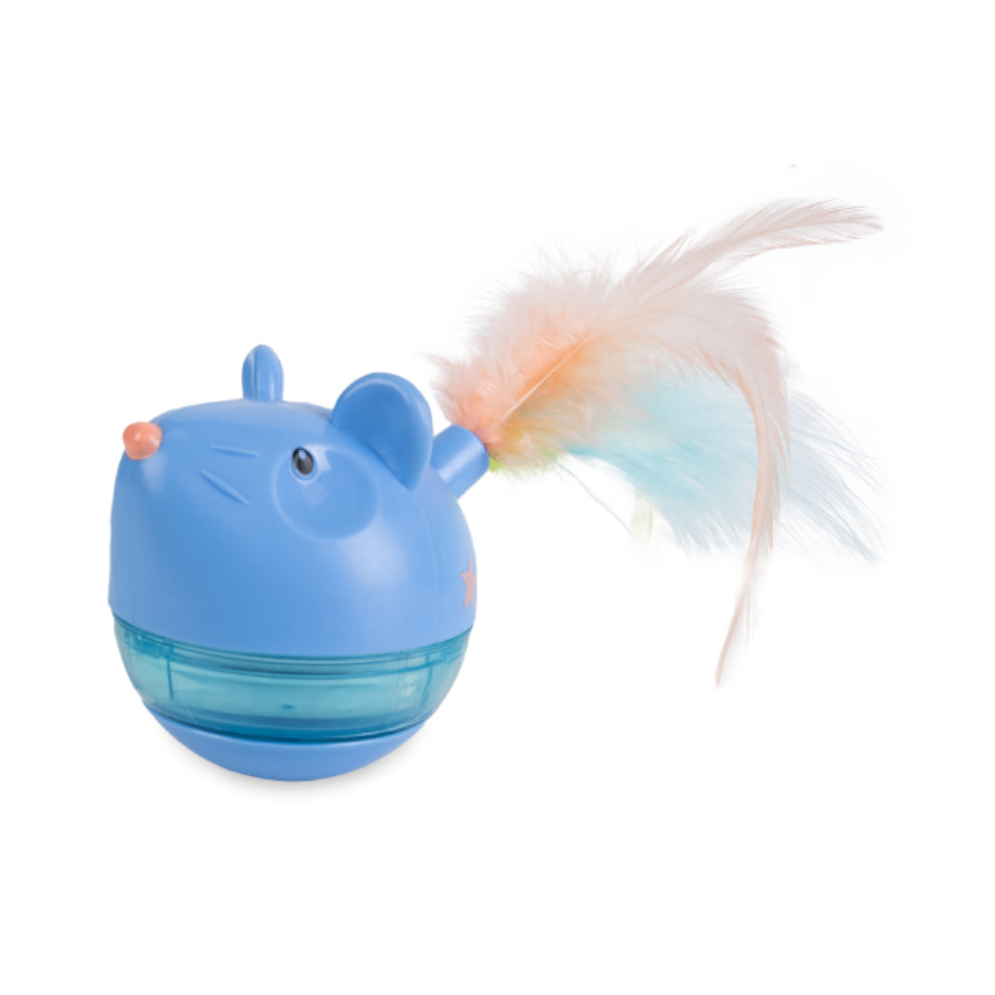 Outward Hound Catstages Hunt n'Swat Treat Tumbler - Rato Interativo com Penas para Gatos