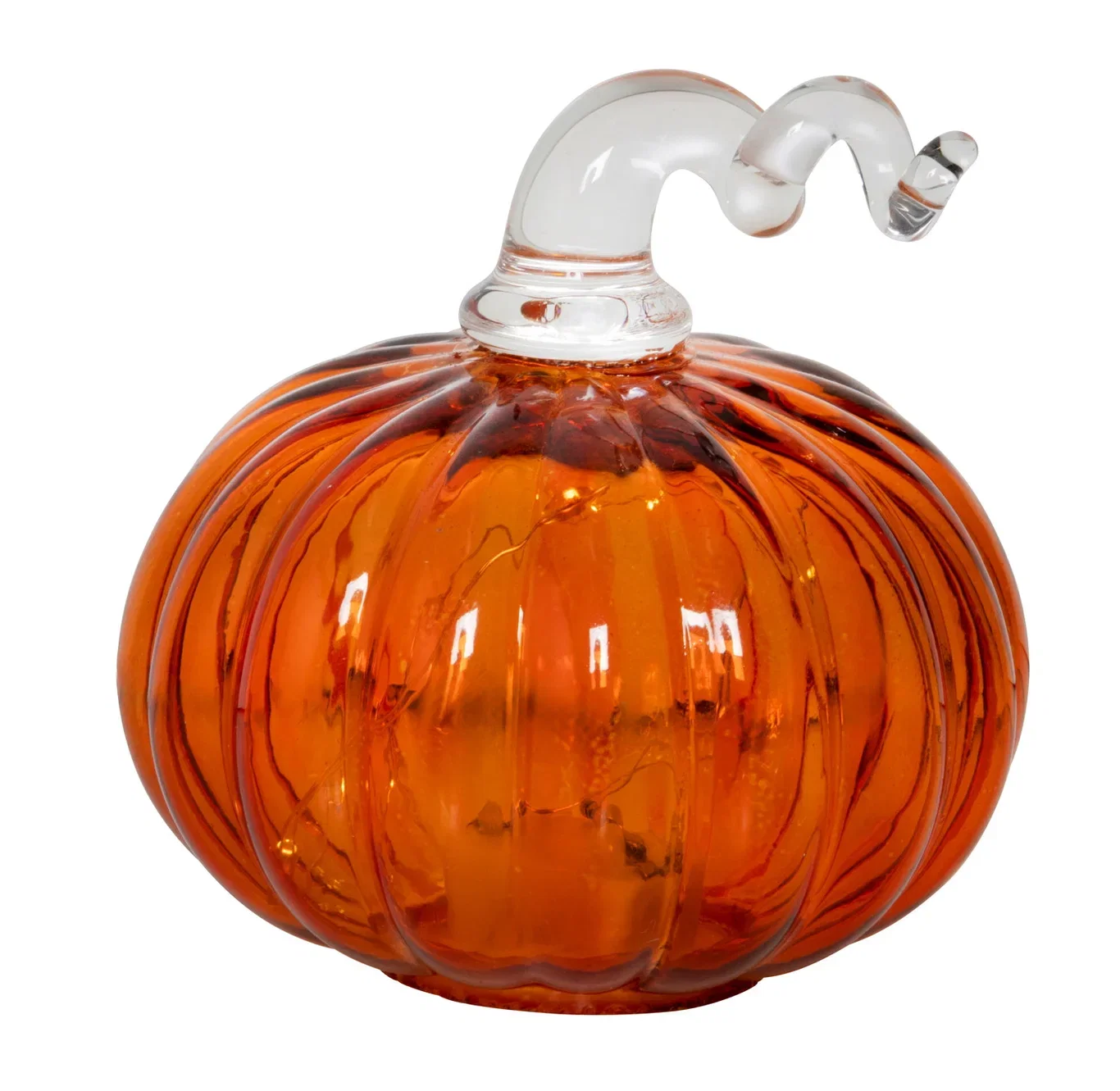 Halloweenpynt Glassgresskar med LED-lys Ø8 cm