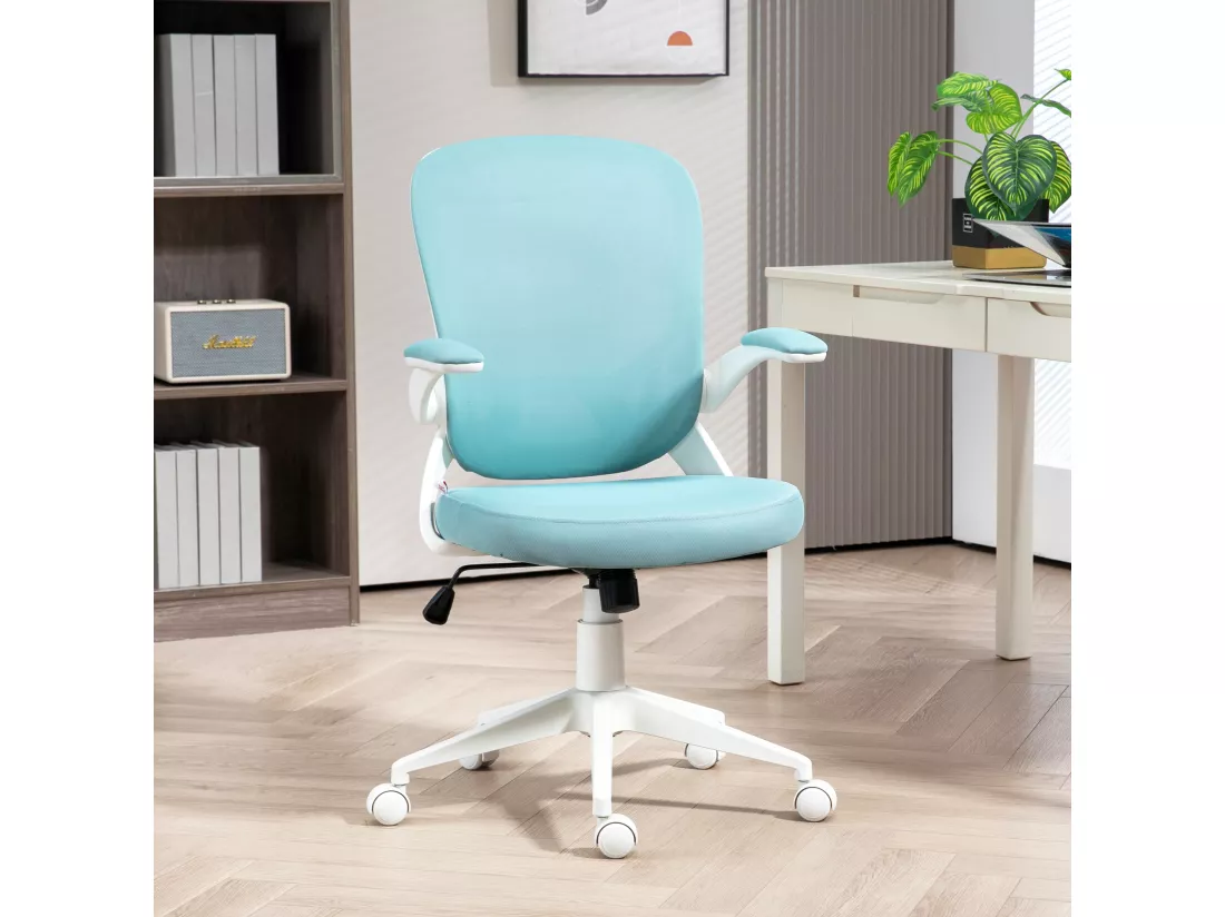 Chaise de bureau design ergonomique réglable accoudoirs relevables maille tissu noir