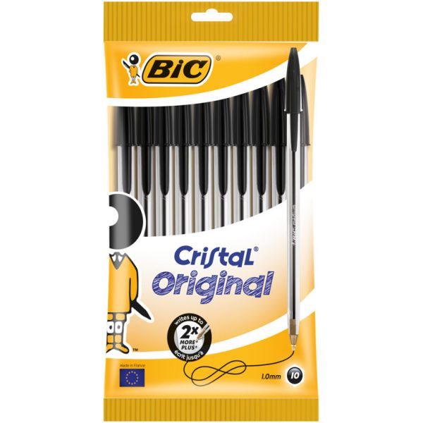 Bic Esferográfica Cristal Original Preto 10 Un.