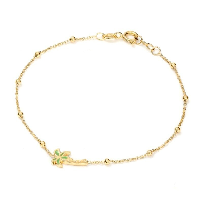 Bracelet billes Palmier argent doré