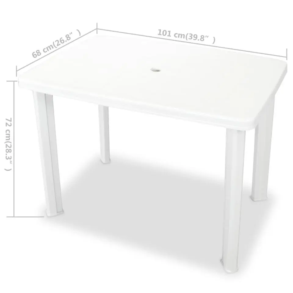 vidaXL - Tuintafel - Wit - Kunststof - 101 x 68 x 72 cm