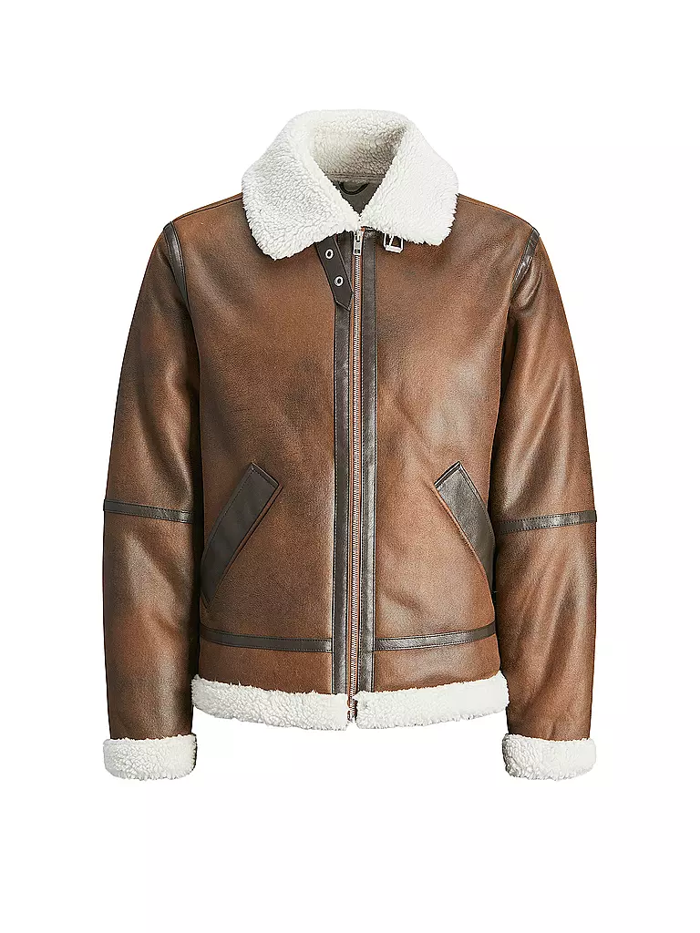 JACK & JONES Jacke in Shearling-Optik  JORCOLE braun