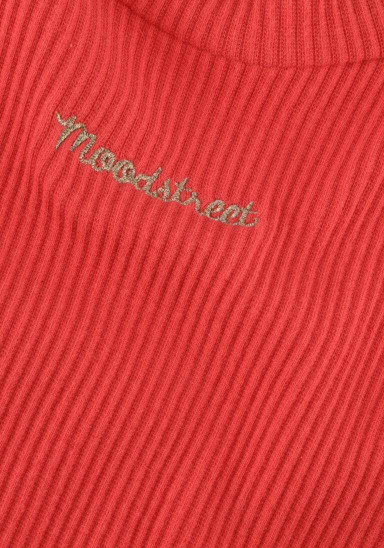 MOODSTREET roze moodstreet top ribknit top with embroidery