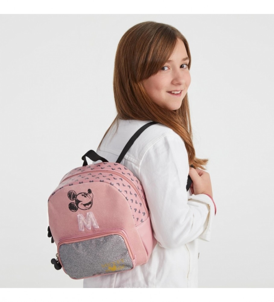 Mochila infantil Disney Mickey The Blogger - Rosa - 22x25x14cm -