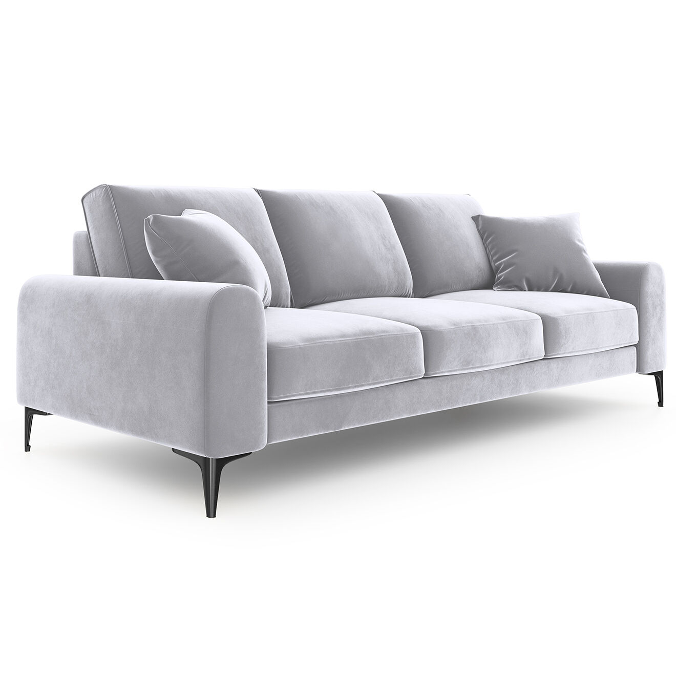 Mazzini Sofas Canapé Velours Madara gris clair - 222x102x90 cm