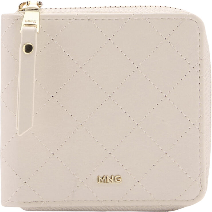 MANGO Wallet decorative stitching Natural white