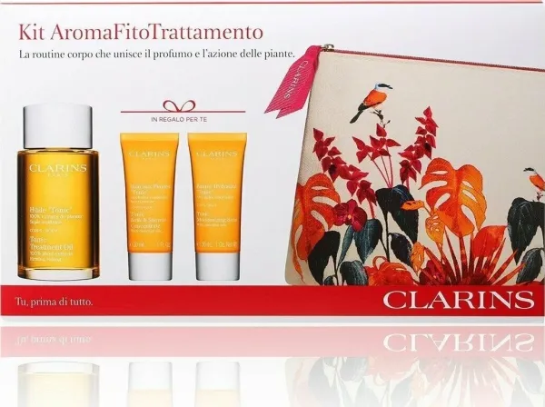 CLARINS SET (TONIC TREATMENT OIL 100ML  TONIC BATH&SHOWER CONCENTRATE 30ML   TONIC MOISTURIZING BALM 30ML)