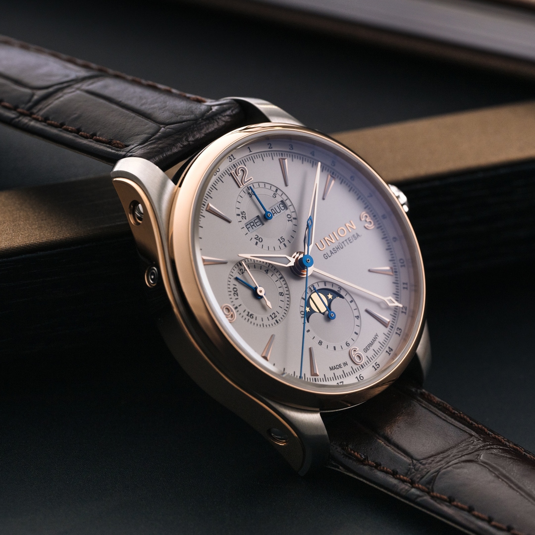 Union Glashütte Belisar Chronograph Mondphase Bicolor Weiss 42mm