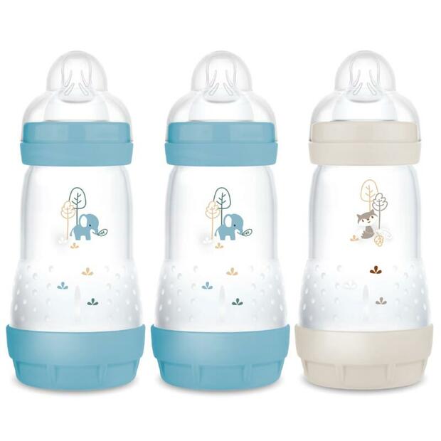 Lot de 3 biberons anti colique 260mL 2-12 mois Planet Love - Océan - MAM