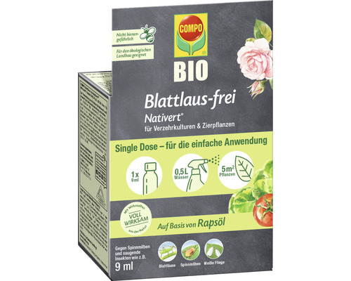 Bladluisvrije COMPO BIO Nativert® 9 ml enkelvoudige dosis concentraat voor eetbare gewassen en sierplanten