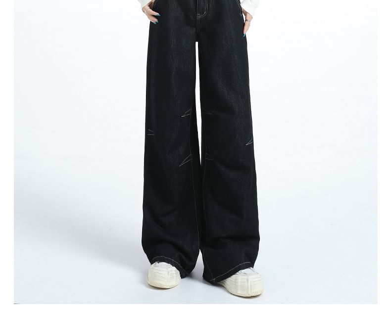 Denimot - High Rise Plain Wide Leg Jeans (diverse designs)