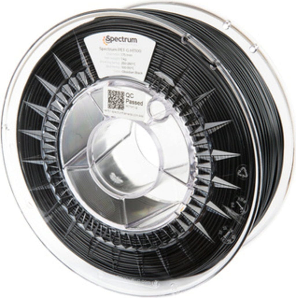 Spectrum  PET-G HT100 Obsidian Black, 1,75 mm / 1000 g    Temperaturbeständiges PET-G mit ausgezeichneter Dimensionsstabilität