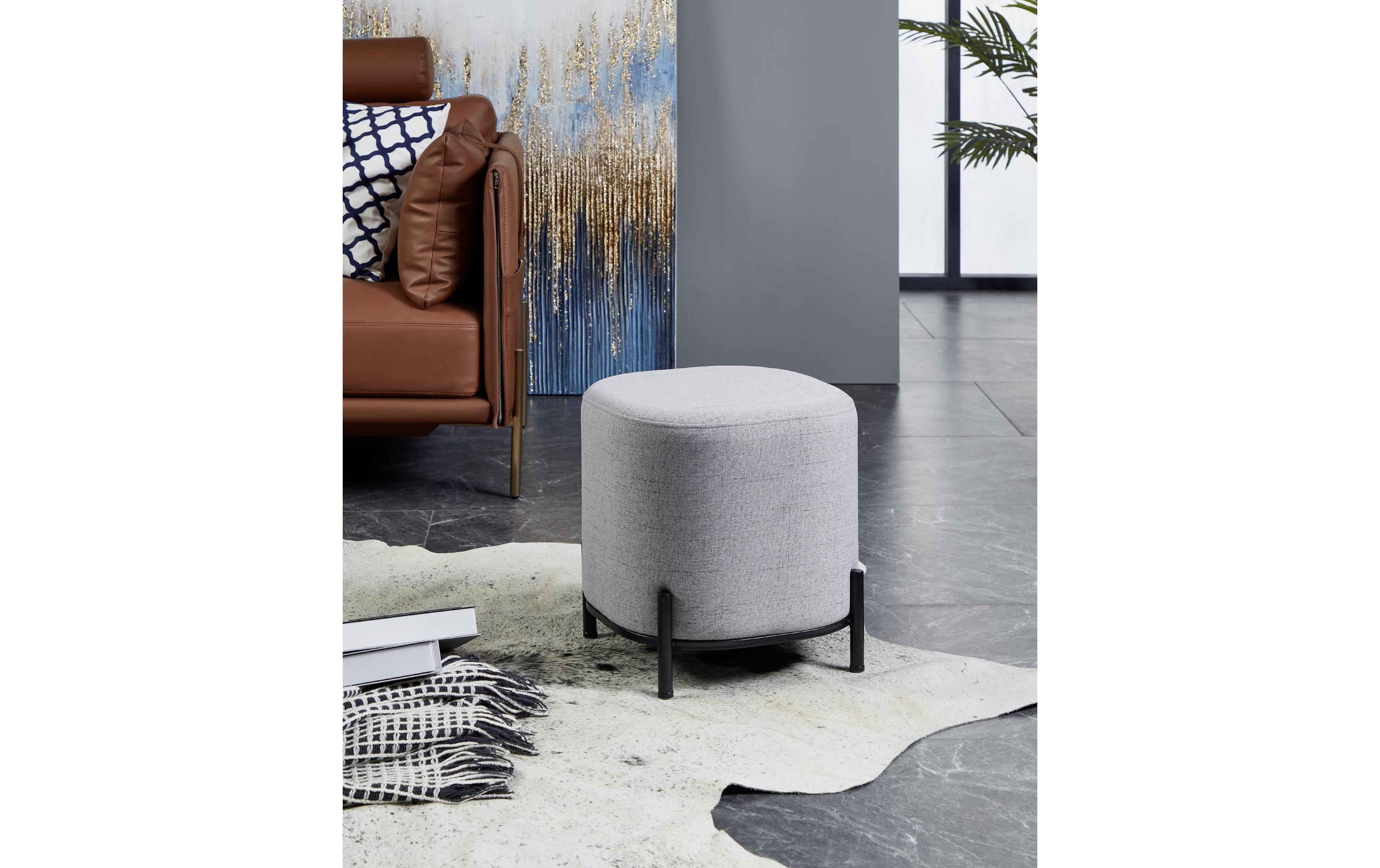Hocker Mashike 38 x 41 cm, Grau<br>Schlichter grauer Hocker aus Leinen