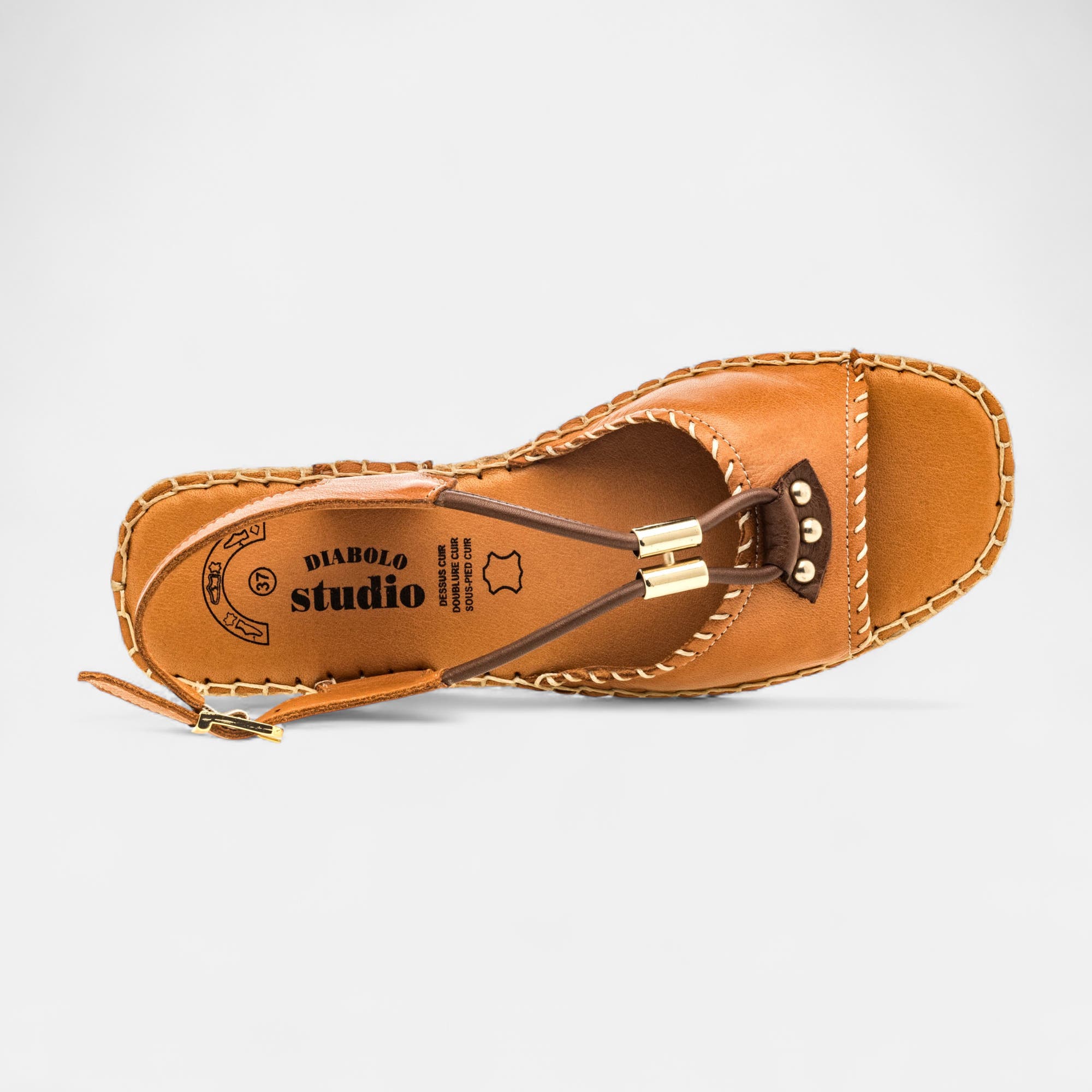 Sandales Femme en cuir camel