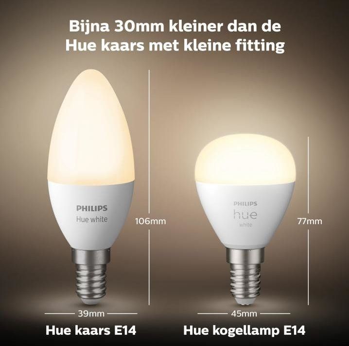 Philips - Hue Slimme Lichtbron Luster E14 - Warmwit Licht - 5,7W - Bluetooth