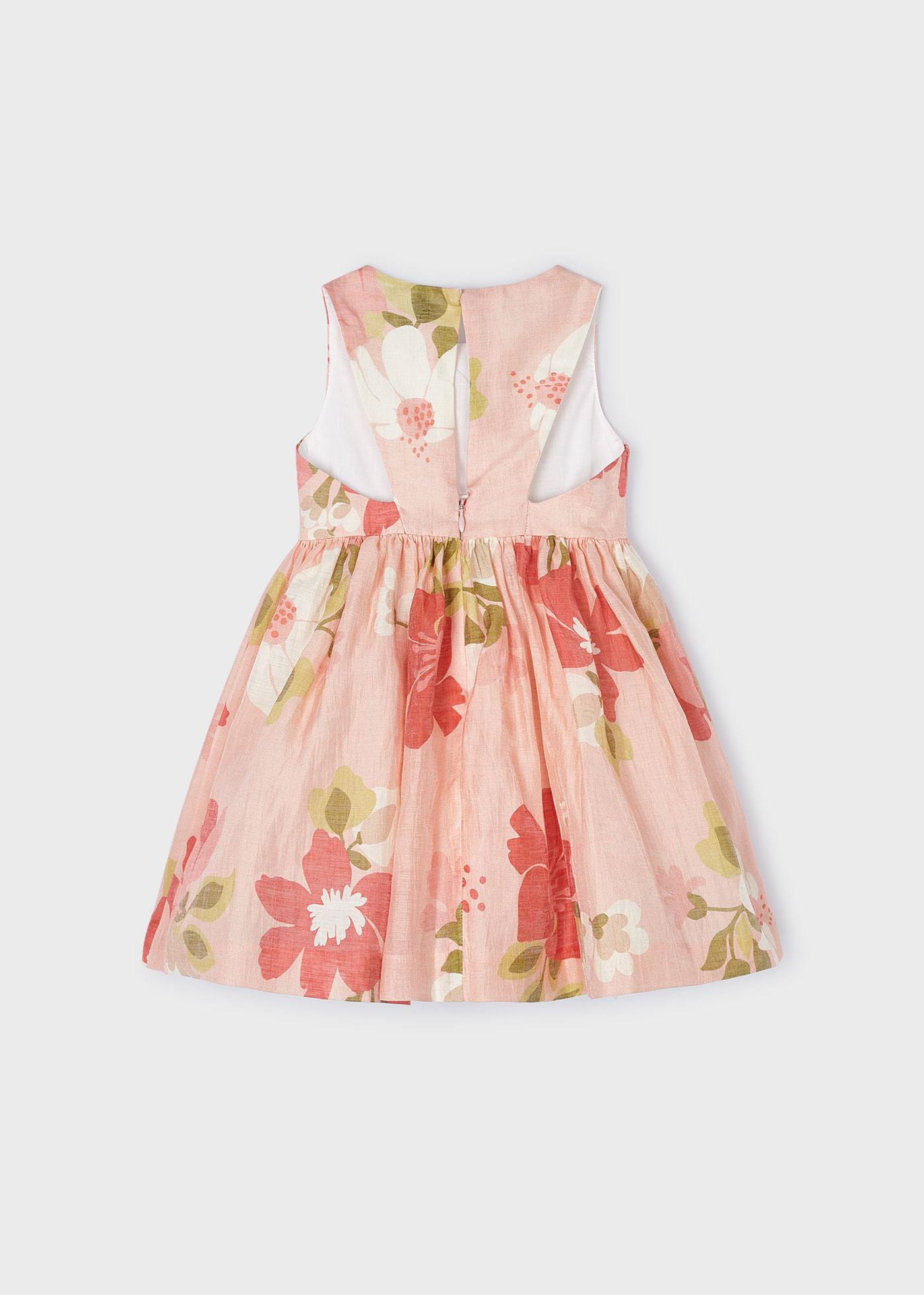 Vestido fúcsia estampado com costas abertas para meninas