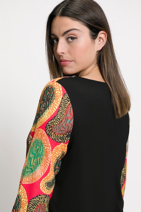 Bluse, Paisley, Classic, Rundhals, 3/4-Arm