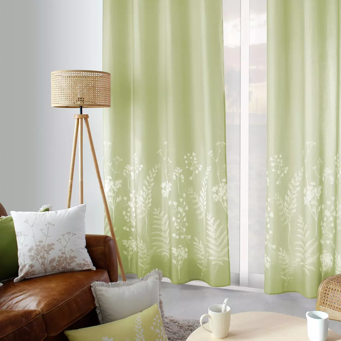Rideau (135 x 240 cm) Herbier Vert tilleul