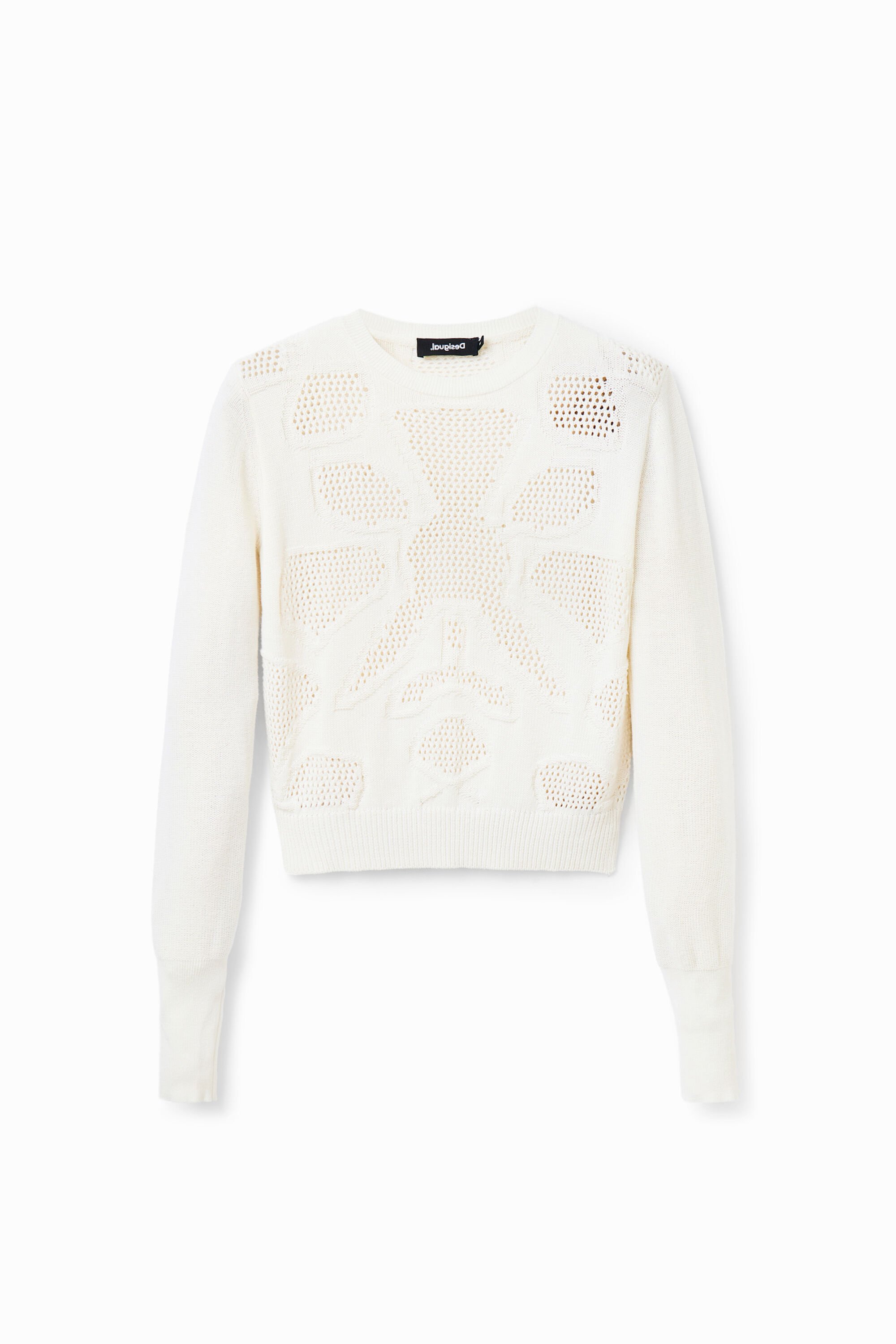 Pull motifs ajourés fleur