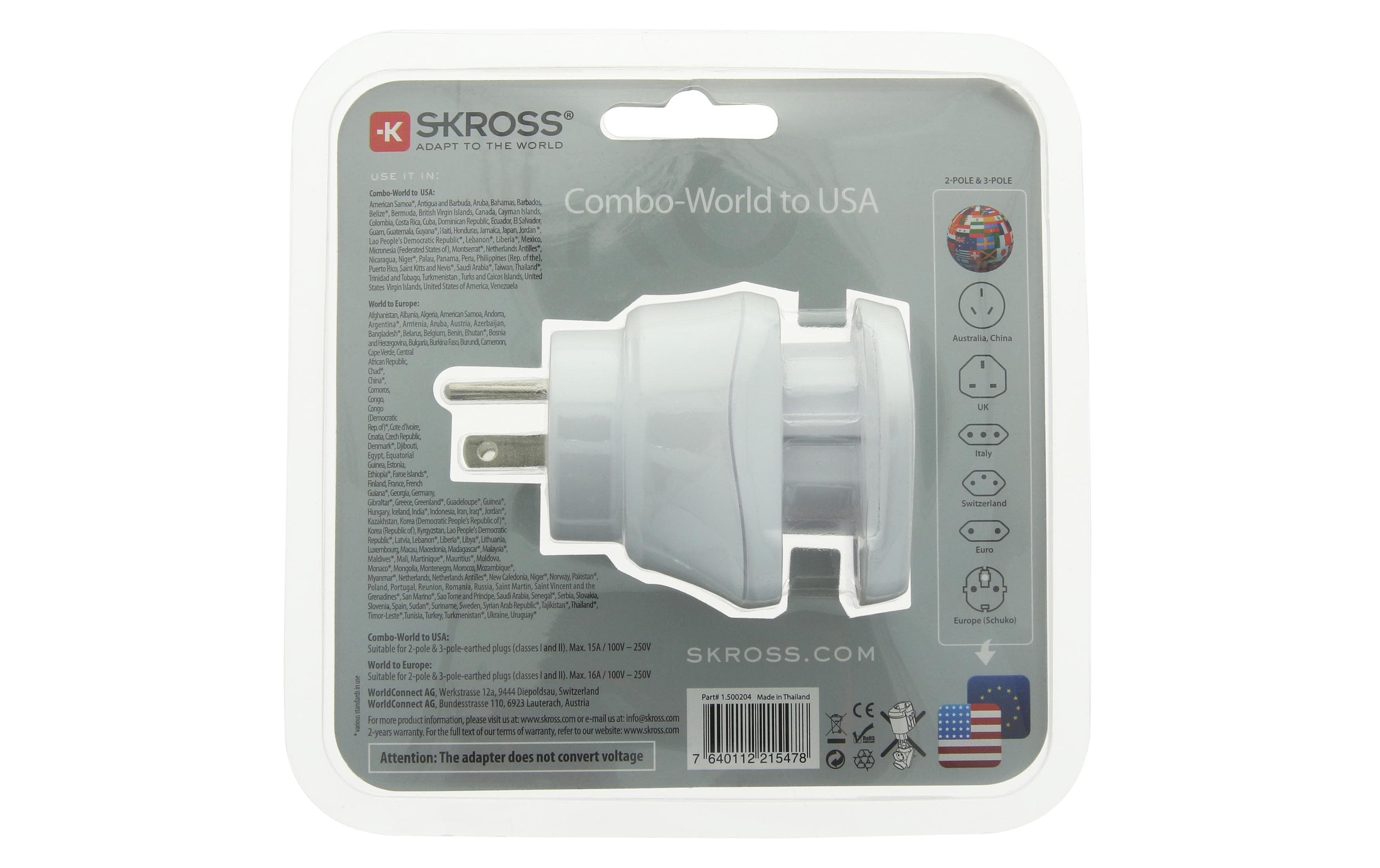 Reiseadapter Combo World – USA2 in 1 Lösung