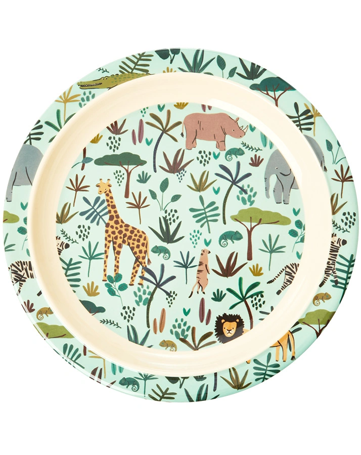 Melamin-Kinderteller JUNGLE ANIMALS in grün