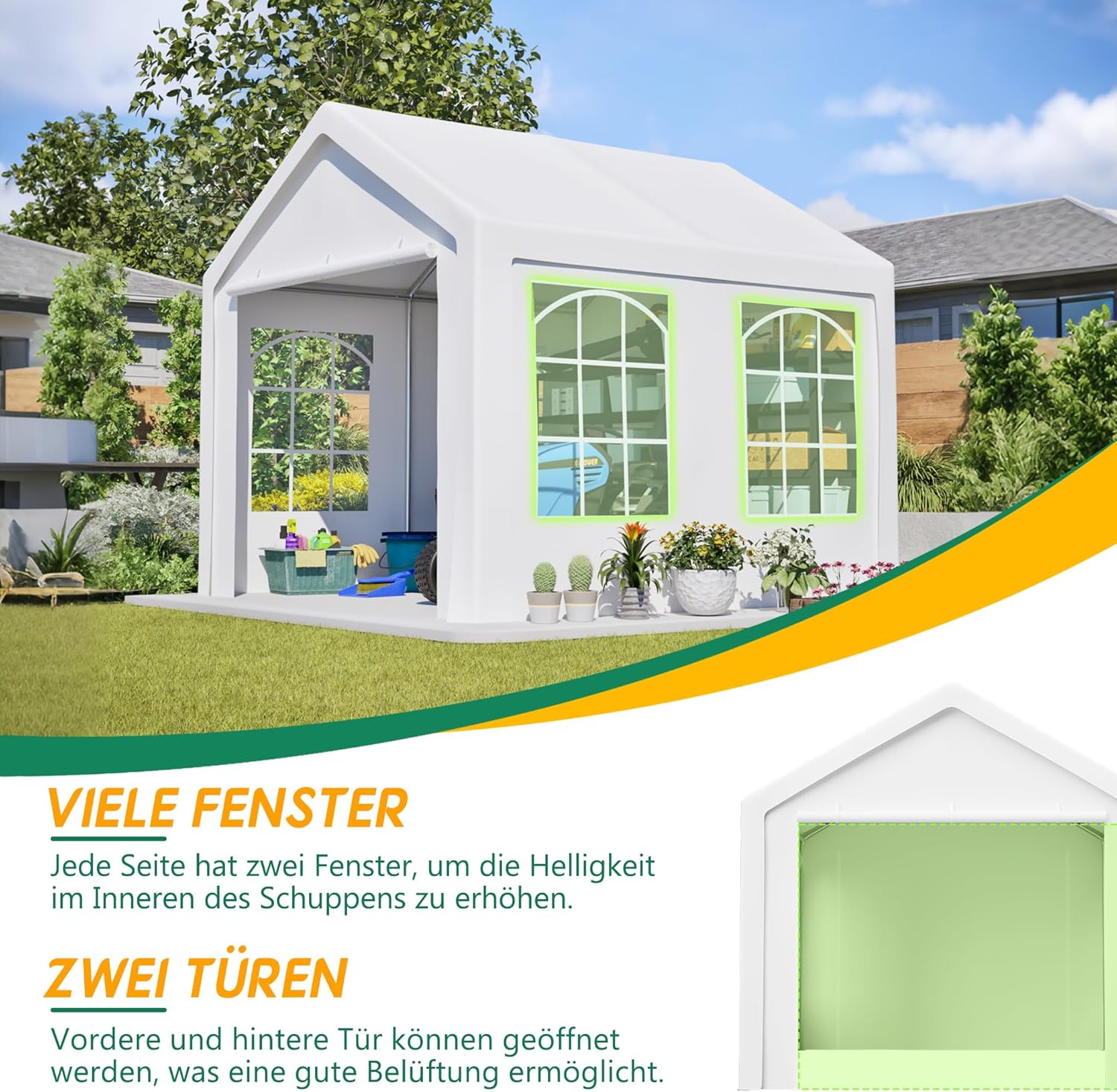Pavillon 3x3 Meter Premium Winterfest Partyzelt mit Seitenwände, Wasserdicht Stabil Gartenpavillon Gartenzelt, UV Schutz Outdoor Festzelt Carport, Weiß