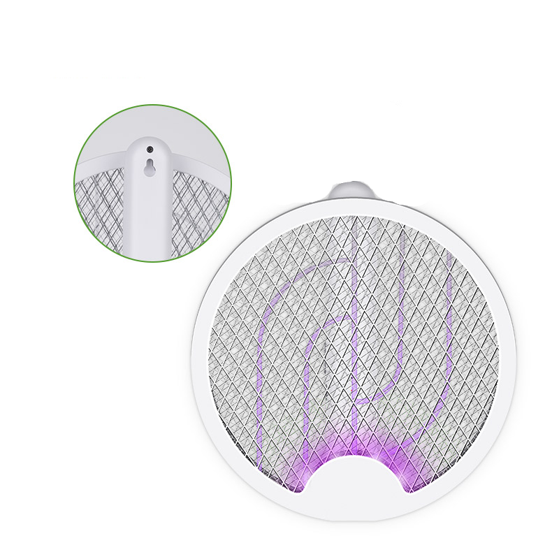 (43cm) 2in1 Elektrische USB Mücken Fliegenklatsche Moskito Fliegenfänger Lampe Insektenvernichter mit LED Licht   180° Grad drehbar - Weiss