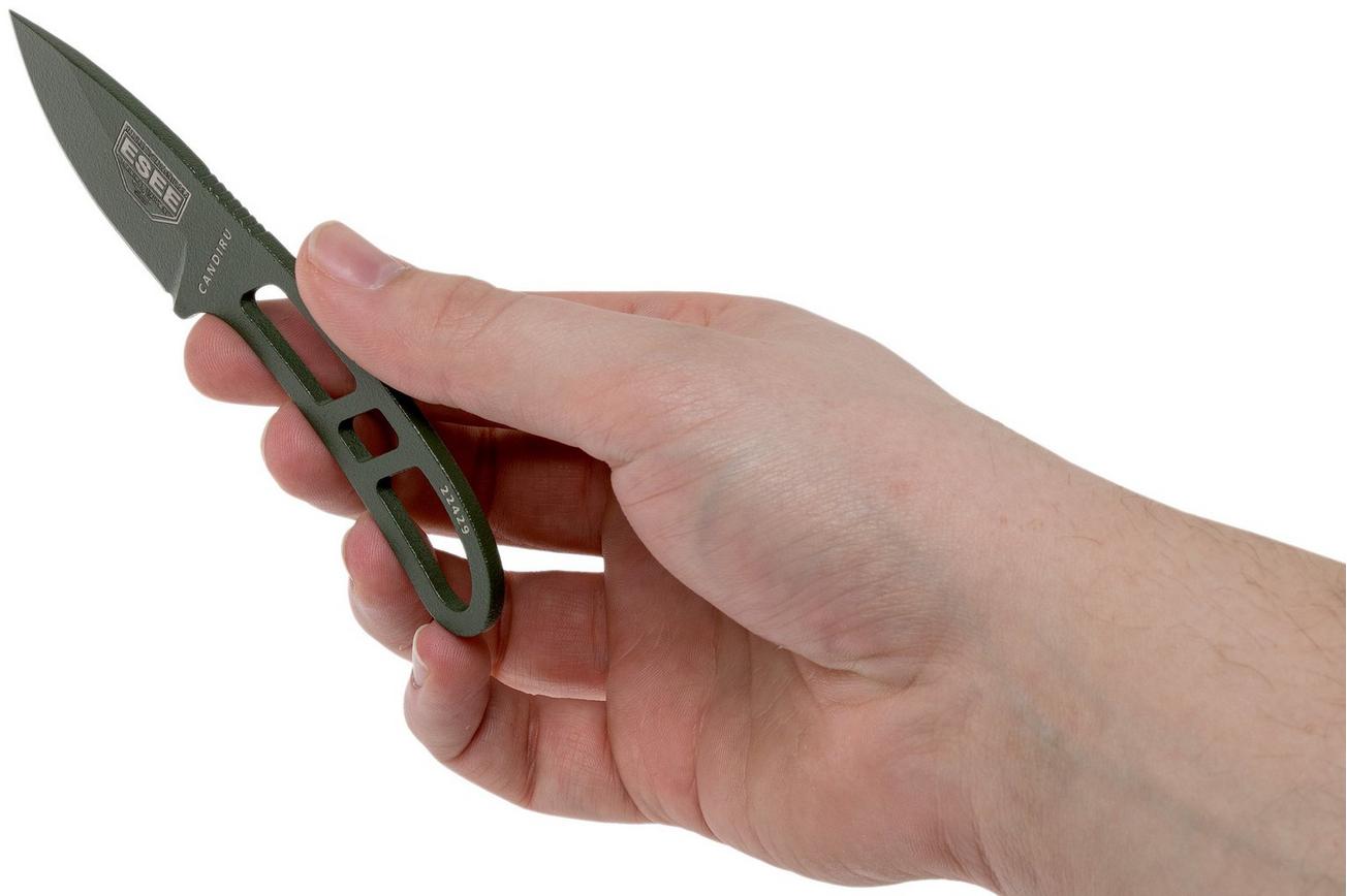 ESEE Candiru OD-green CAN-OD nekmes met zwarte schede   riemclip