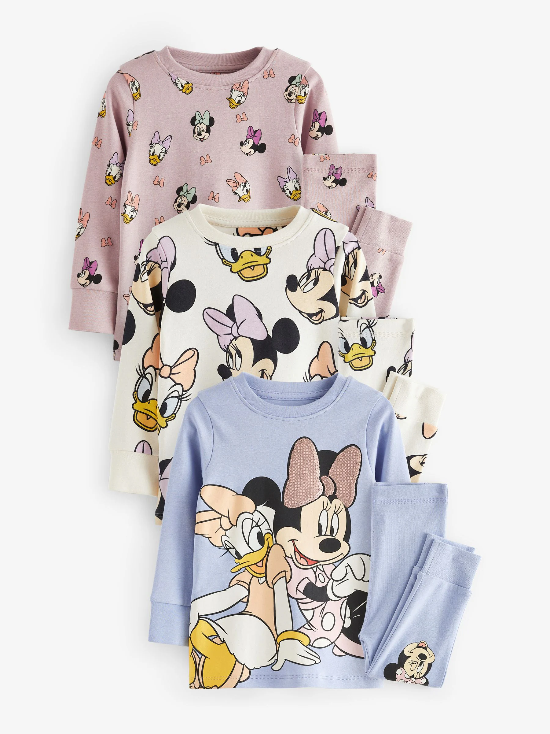 Roze/blauw/wit - Minnie Mouse knusse pyjama's verpakking van 3 (9mnd -12jr)