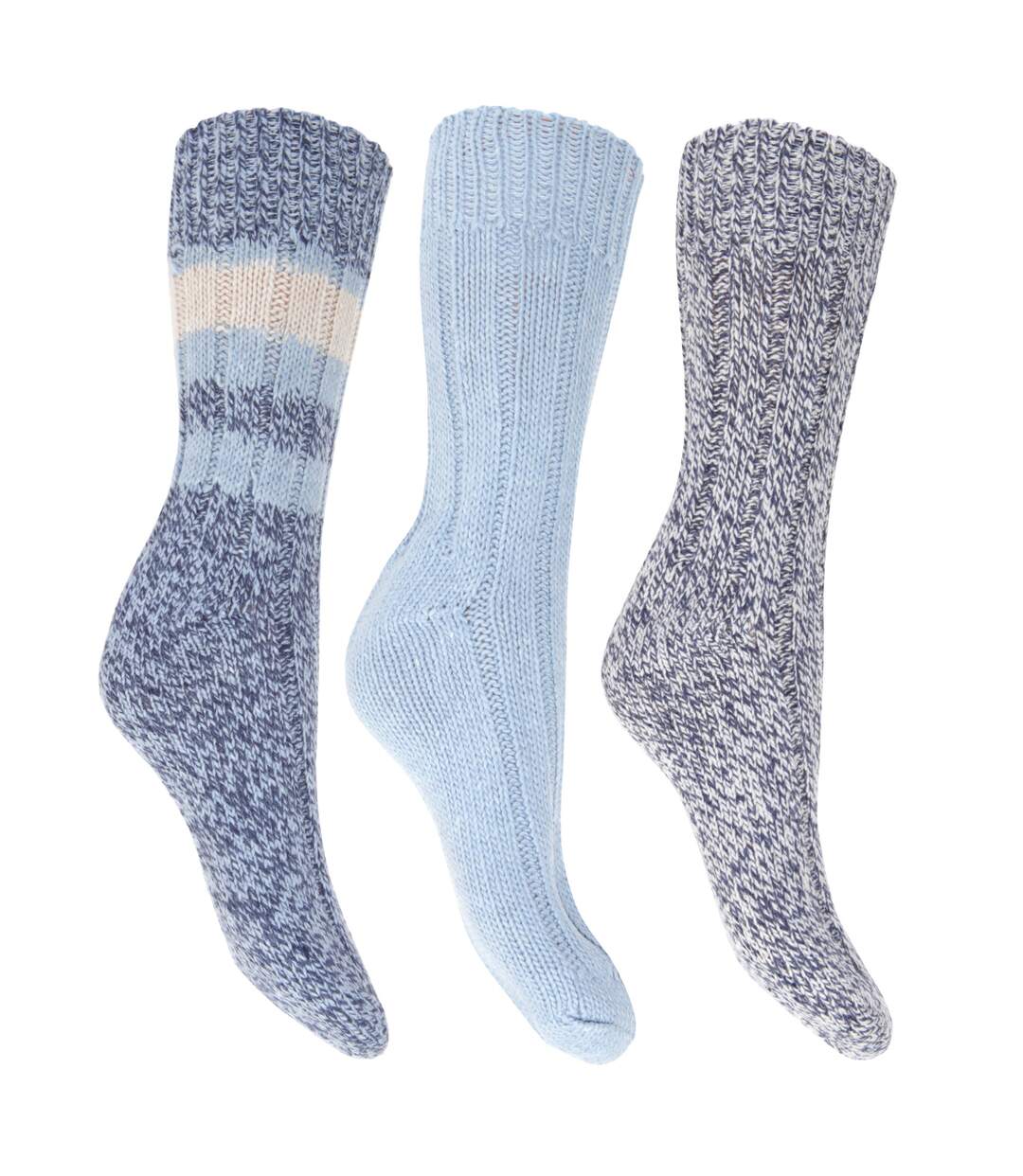 FLOSO - Chaussettes thermiques épaisses (lot de 3 paires) - Femme (Bleu) - UTW419