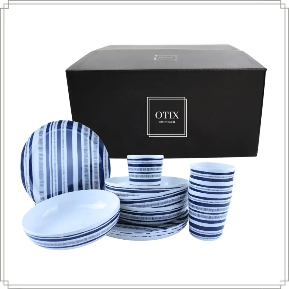OTIX Serviessets 12 Delig STRIPES - BLUE