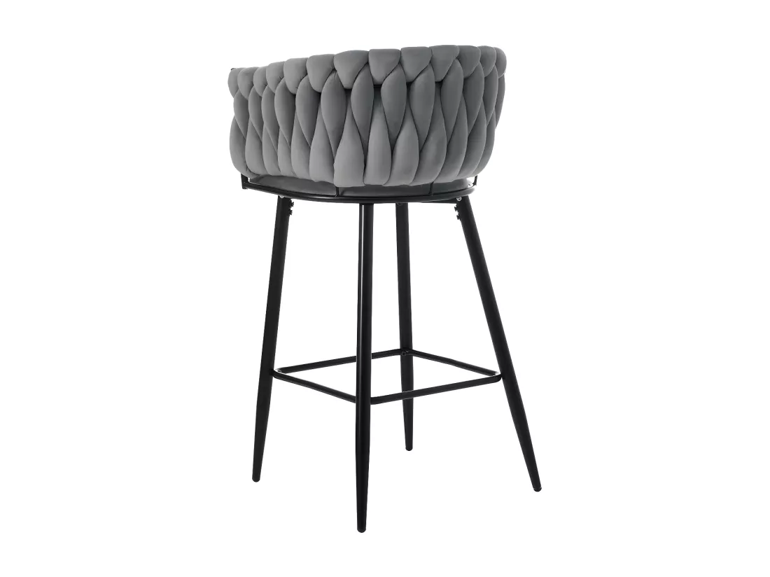 Lot de 6 Tabourets de bar - tissu en velours - pieds en métal - Gris