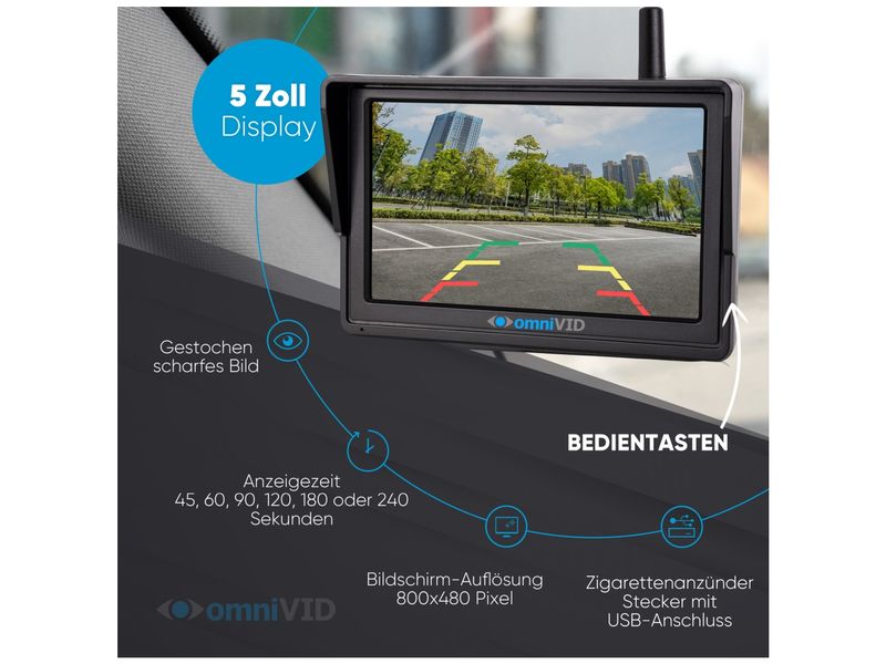 omniVID Rückfahrkamerasystem Solar 5 Rücksichtkamera